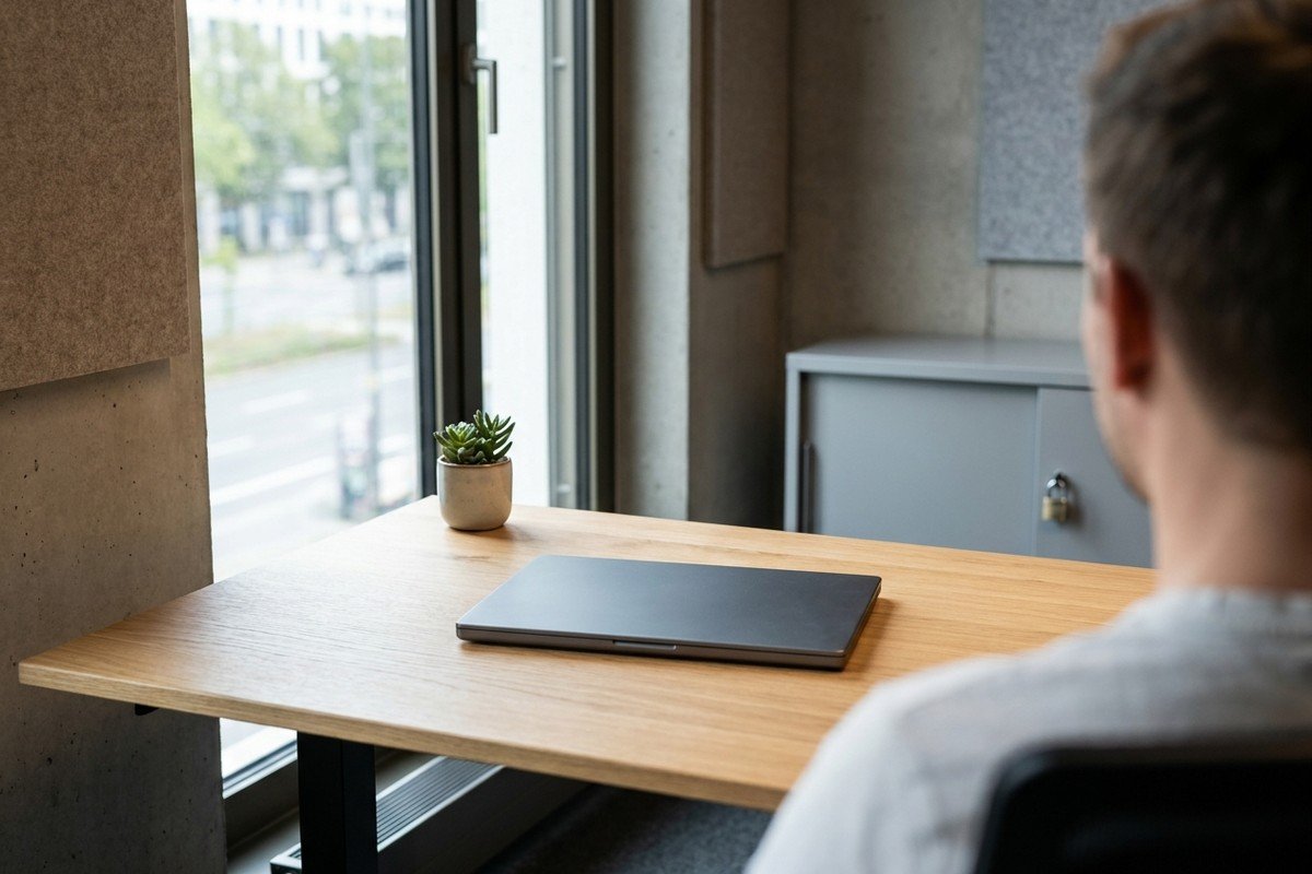 Professional using secure voice dictation for confidential work