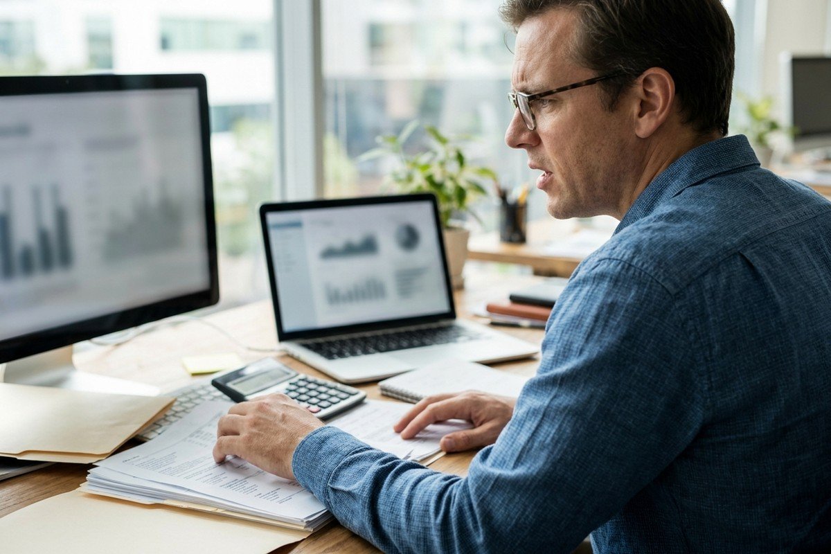 Tax advisor dictating a client letter beside DATEV workflow